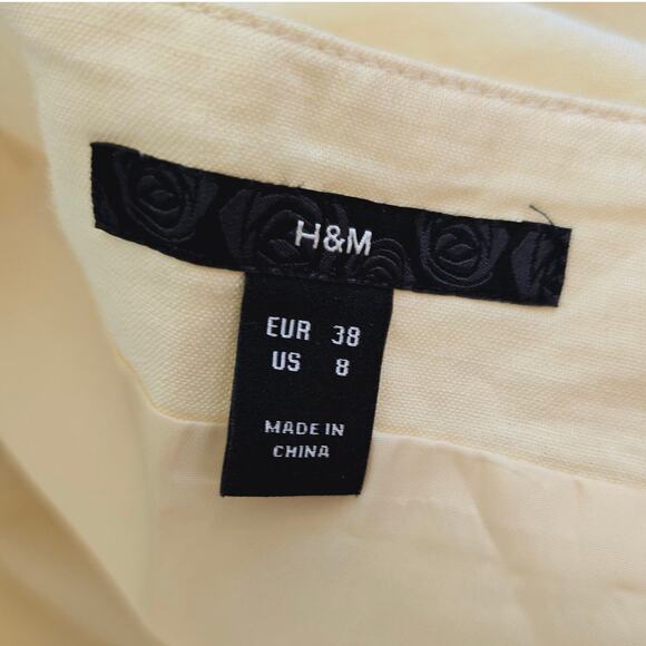 H&M Light Yellow Ramie Linen Trumpet Skirt Size 8 - Picture 4 of 12